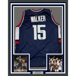 Framed Facsimile Autographed Kemba Walker 35x39 UConn Blue Reprint Laser Auto College Basketball Jersey (ONLINE ORDER ONLY)