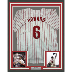 Framed Facsimile Autographed Ryan Howard 35x39 Philadelphia Pinstripe Reprint Laser Auto Baseball Jersey (ONLINE ORDER ONLY)