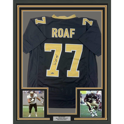 Framed Facsimile Autographed Willie Roaf 35x39 New Orleans Black Reprint Laser Auto Football Jersey (ONLINE ORDER ONLY)