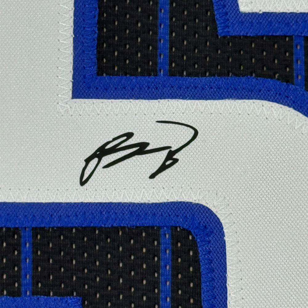 Framed Facsimile Autographed Paolo Banchero 35x39 Orlando Black Pinstripe Reprint Laser Auto Basketball Jersey (ONLINE ORDER ONLY)