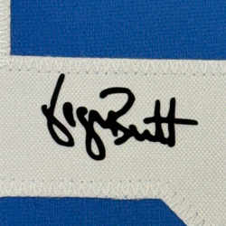 Framed Facsimile Autographed George Brett 35x39 Kansas City Blue Reprint Laser Auto Baseball Jersey (ONLINE ORDER ONLY)