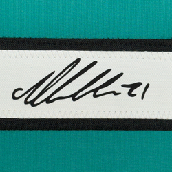Framed Facsimile Autographed Macklin Celebrini 35x39 San Jose Teal Reprint Laser Auto Hockey Jersey (ONLINE ORDER ONLY)