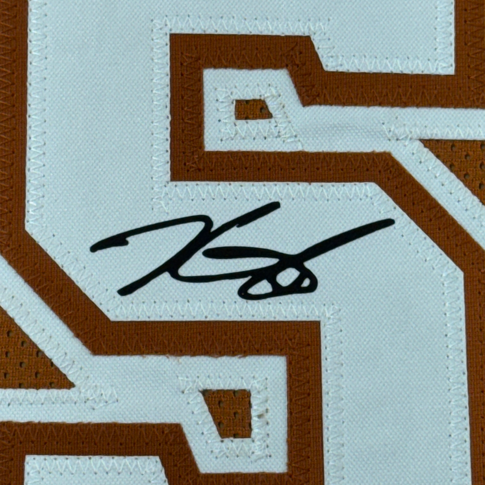 Framed Facsimile Autographed Kevin Durant 35x39 Texas Orange Reprint Laser Auto College Basketball Jersey (ONLINE ORDER ONLY)
