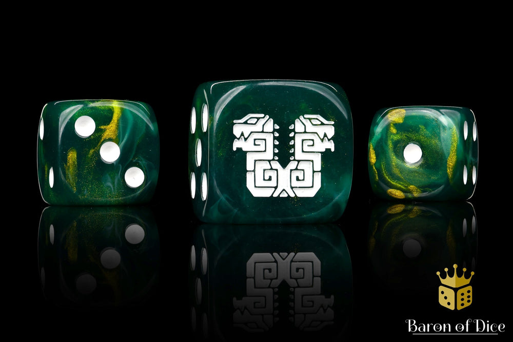 Twin Headed Lizard Dice - Green & Gold (ONLINE ORDER ONLY)