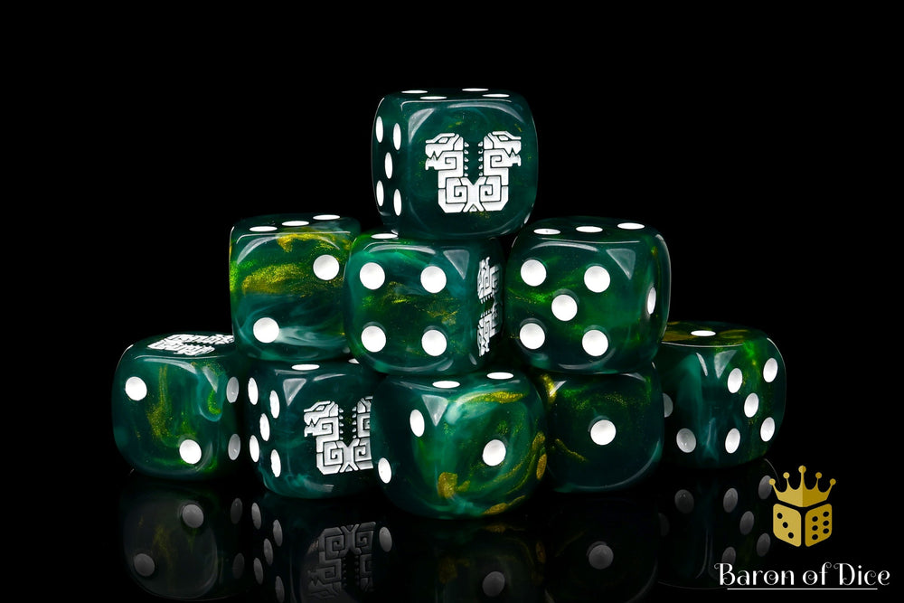 Twin Headed Lizard Dice - Green & Gold (ONLINE ORDER ONLY)