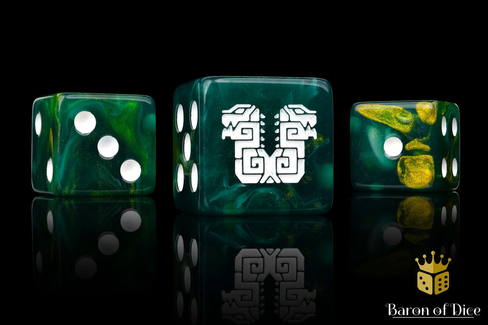 Twin Headed Lizard Dice - Green & Gold (ONLINE ORDER ONLY)