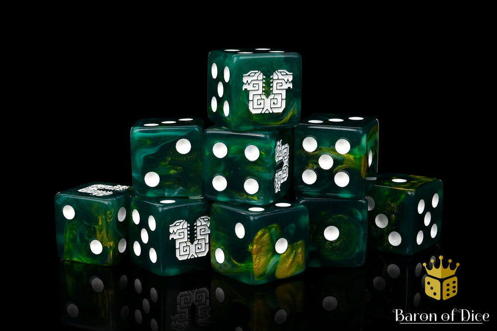 Twin Headed Lizard Dice - Green & Gold (ONLINE ORDER ONLY)