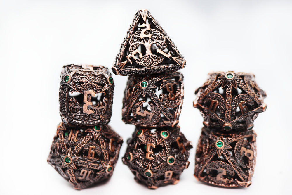Trees of Virtue: Tree of Justice - Hollow Metal RPG Dice Set (ONLINE ORDER ONLY)