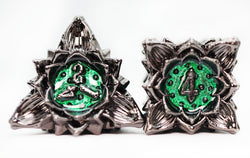Floral Starburst: Midnight Forest - Metal RPG Dice Set