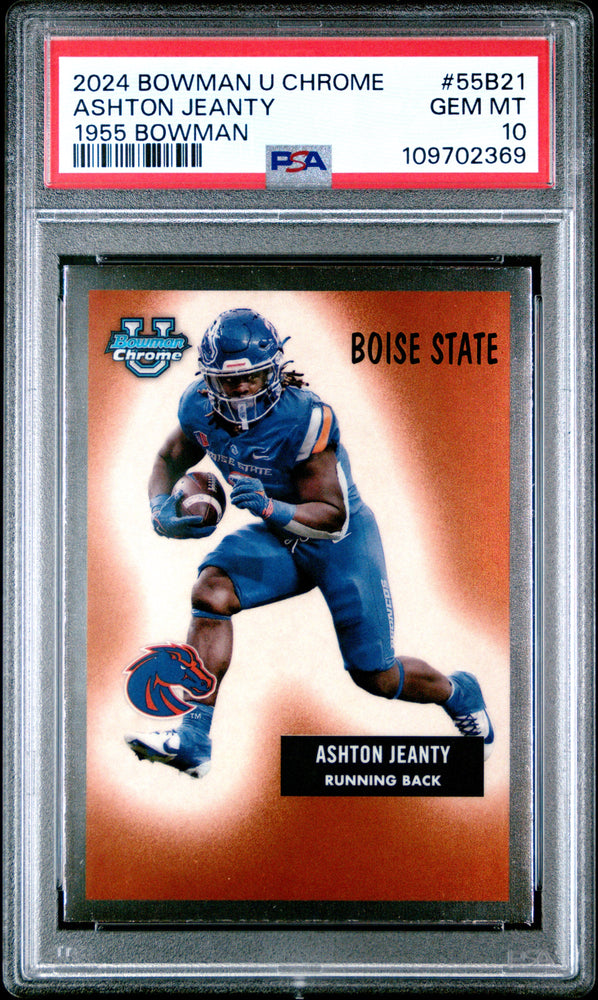 Graded 2024 Topps Bowman U Chrome Ashton Jeanty #55B21 1955 Bowman Rookie RC Football Card PSA 10 Gem Mint (ONLINE ORDER ONLY)