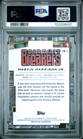 Graded 2024 Topps Resurgence Marvin Harrison Jr #CB1 Circuit Breakers Teal Surge /150 Rookie RC Football Card PSA 10 Gem Mint (ONLINE ORDER ONLY)