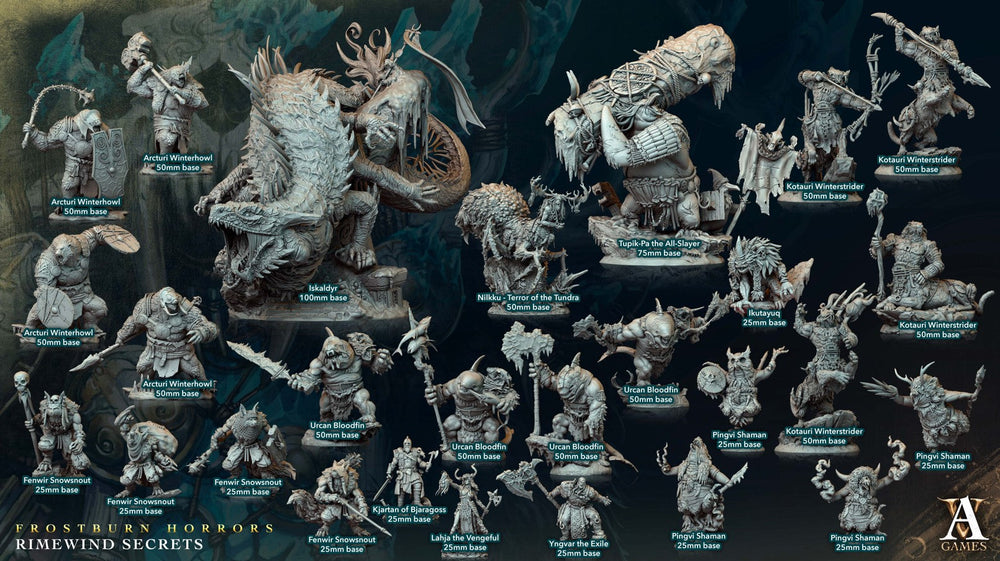 3D Printed Archvillain Games Arcturi Winterhowl Frostburn Horrors Rimewind Secrets 28 32mm D&D (Online Only)
