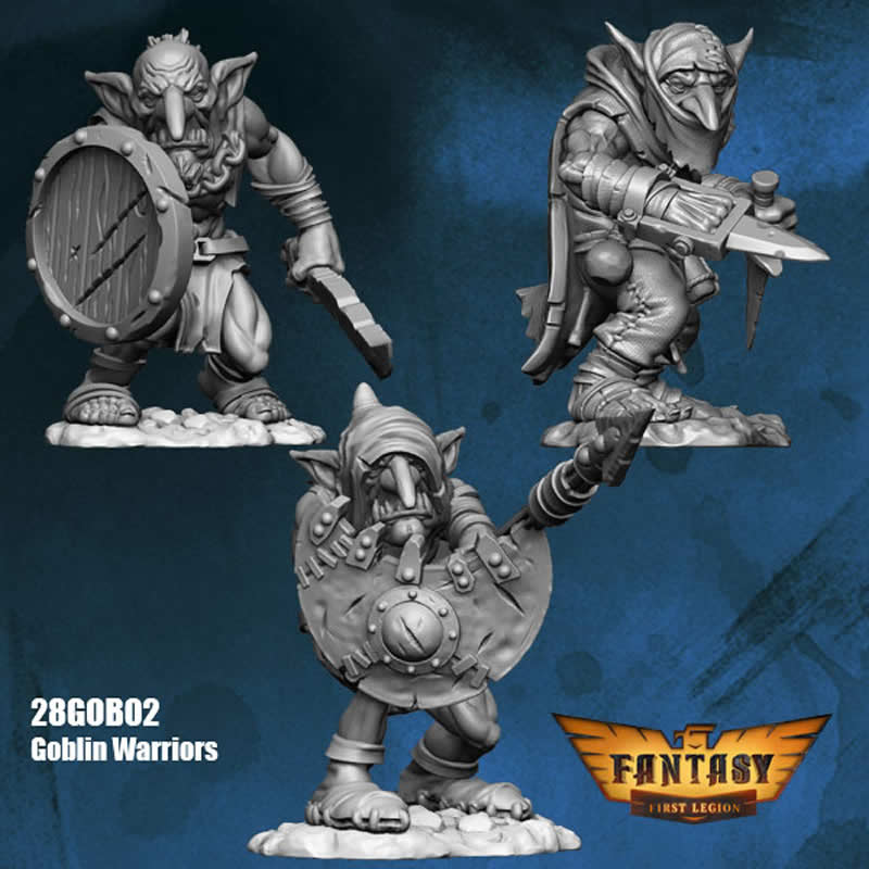 FLM28GOB02 Goblin Warriors 3 Different Goblins Figure Kit 28mm Heroic Scale Miniature Unpainted (ONLINE ORDER ONLY)