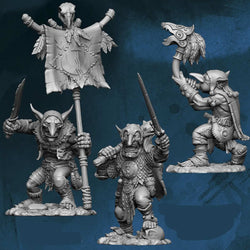 FLM28GOB05 Goblin Command Pack Leader, Standard, Muscian Figure Kit 28mm Heroic Scale Miniature Unpainted (ONLINE ORDER ONLY)