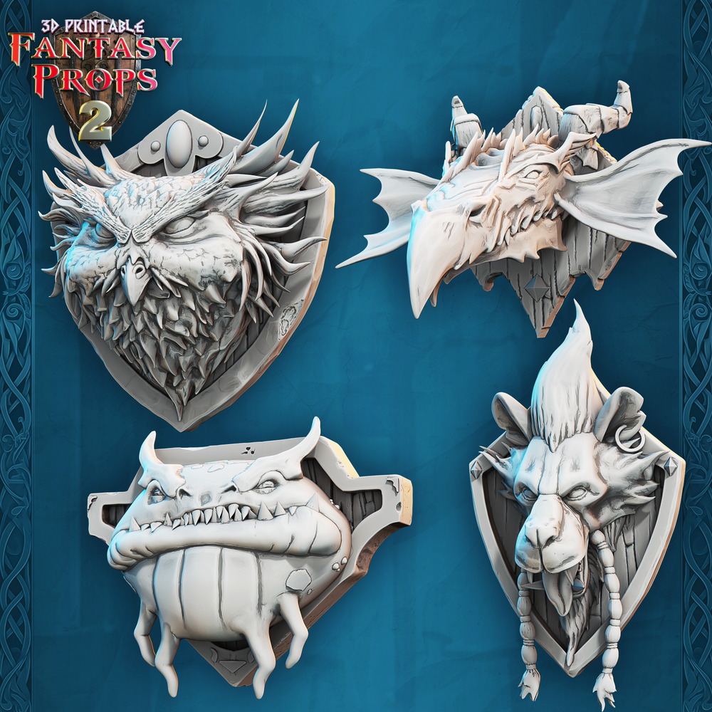 3D Printed STL Miniatures Fantasy Props 2 Museum Set 28 - 32mm War Gaming D&D (Online Only)