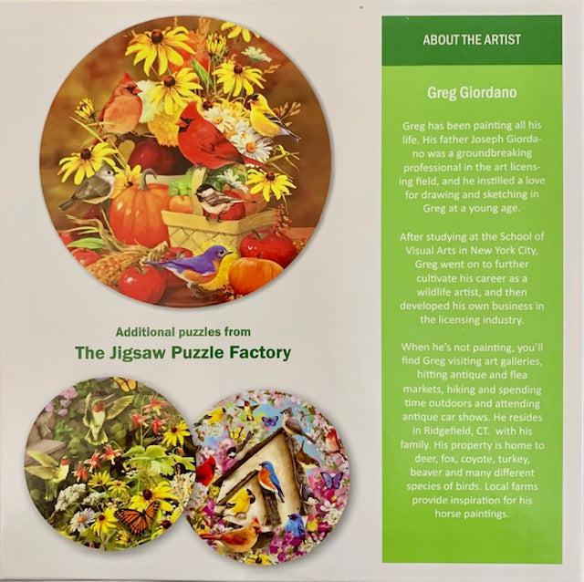 Fall Harvest Backyard Birds 300 Piece Round Jigsaw Puzzle Leap Year (ONLINE ORDER ONLY)
