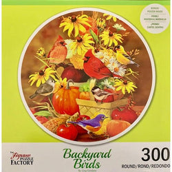 Fall Harvest Backyard Birds 300 Piece Round Jigsaw Puzzle Leap Year (ONLINE ORDER ONLY)