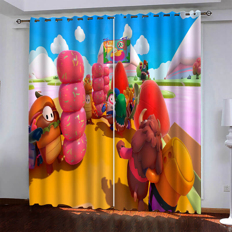 Fall Guys Pattern Curtains Blackout Window Drapes (Online Order Only)