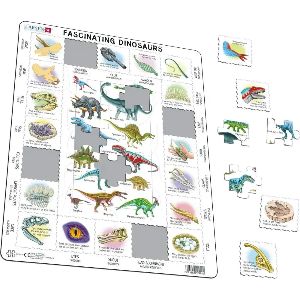 Fascinating Dinosaurs 35 Piece Tray Jigsaw Puzzle Larsen (ONLINE ORDER ONLY)