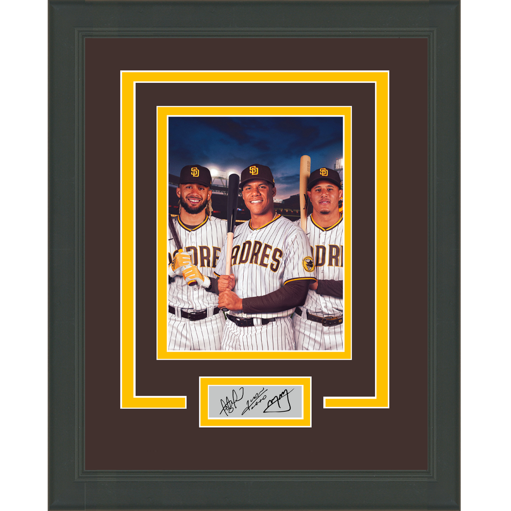 Framed Fernando Tatis Jr Manny Machado Juan Soto Facsimile Laser Engraved Signature Auto San Diego Padres 11x14 Baseball Photo (ONLINE ORDER ONLY)