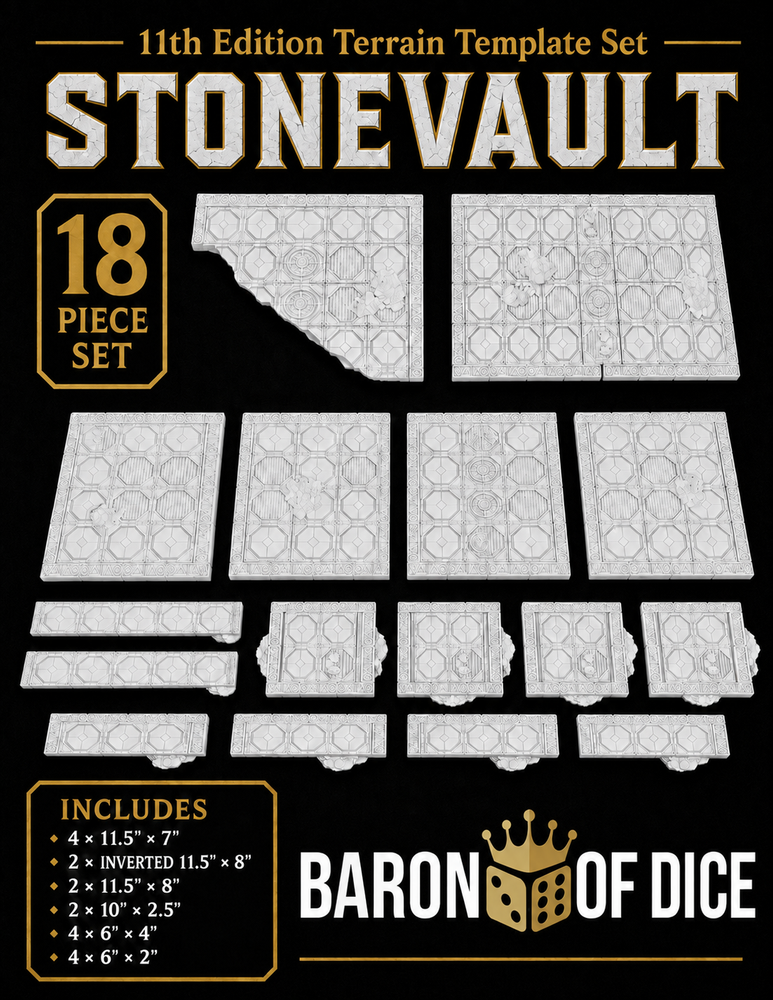 Stonevault Template Set | 11e Terrain Template Set | Shipping Excluded (ONLINE ORDER ONLY)