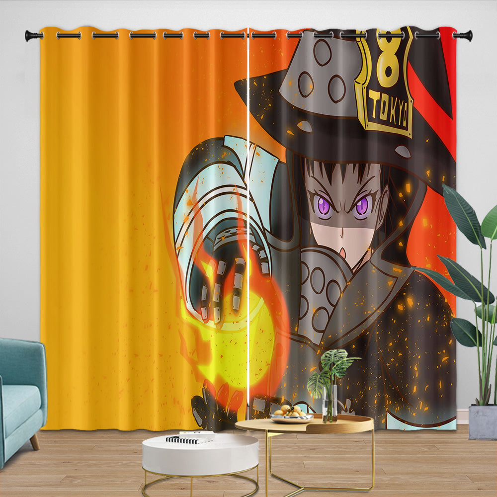 Fire Force Curtains Blackout Window Drapes Room Decoration (Online Order Only)