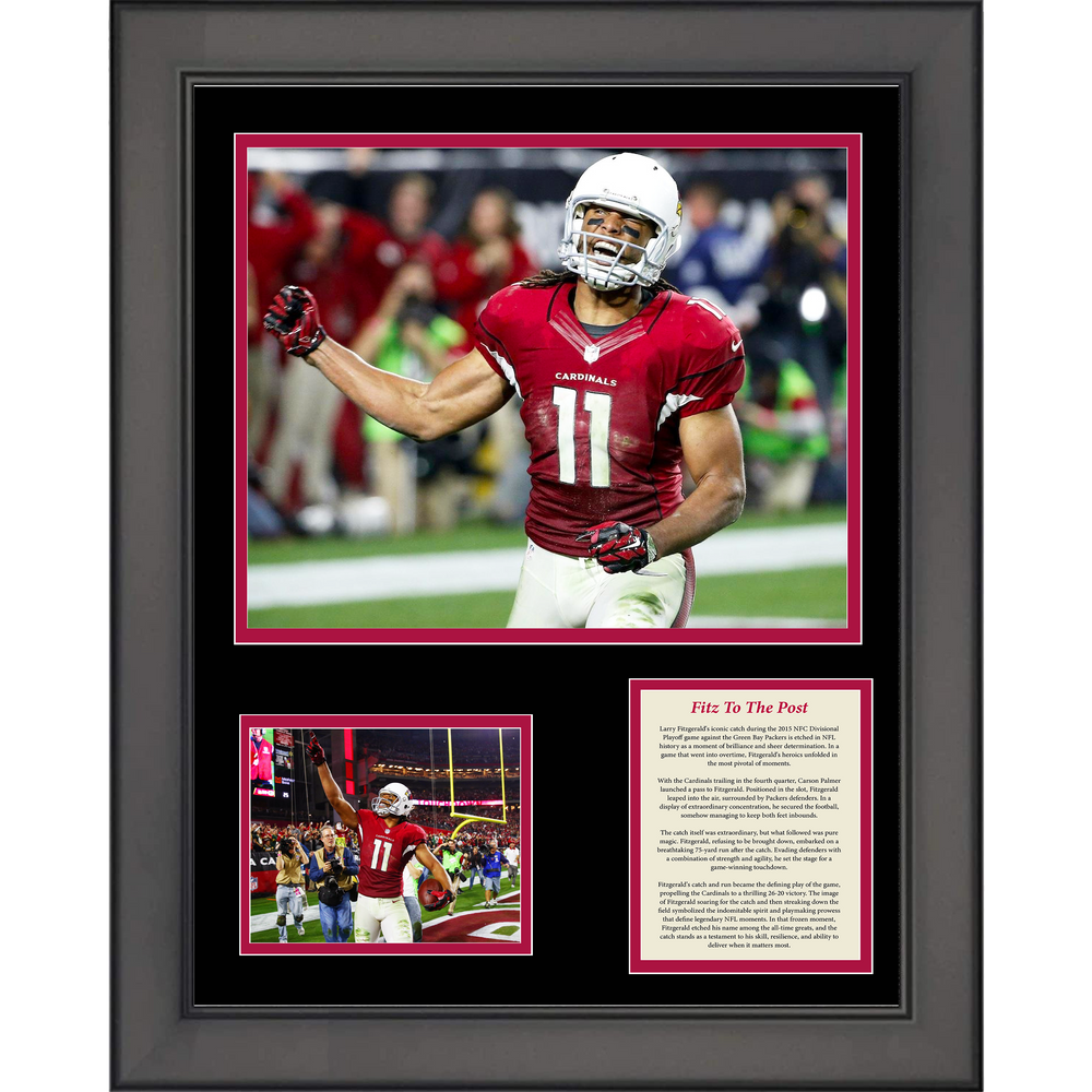 Framed  Fitz To The Post  Larry Fitzgerald 2015 Playoffs Catch vs Packers Arizona Cardinals Football 11"x14" Three Photo Collage (ONLINE ORDER ONLY)