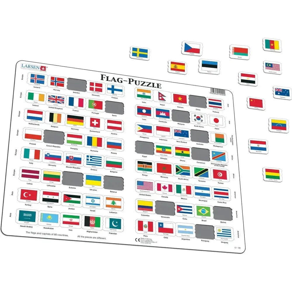 Flags of the World 80 Piece Tray Jigsaw Puzzle Larsen (ONLINE ORDER ONLY)