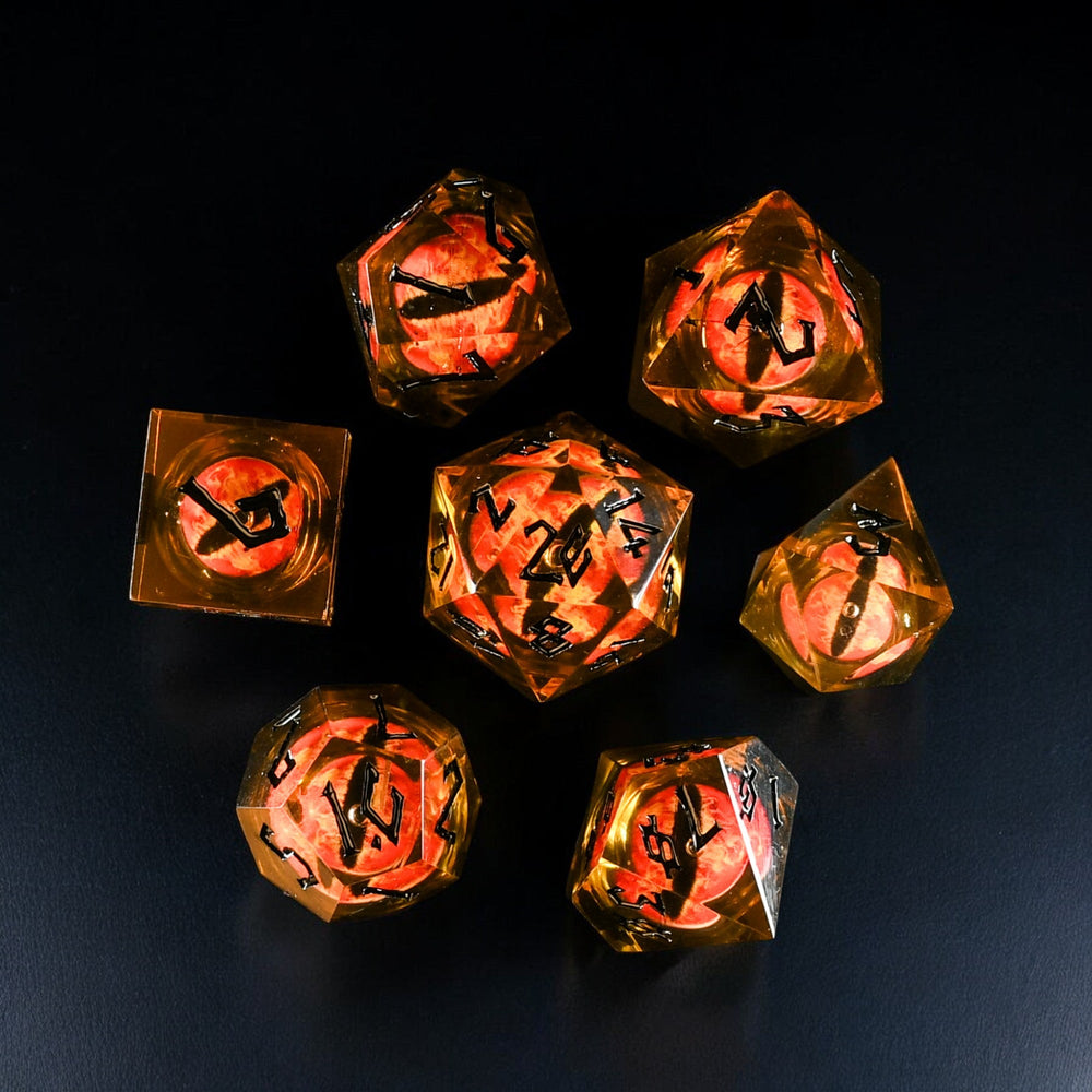 Pre-Order || Flaming Eye Liquid Core Dice Set
