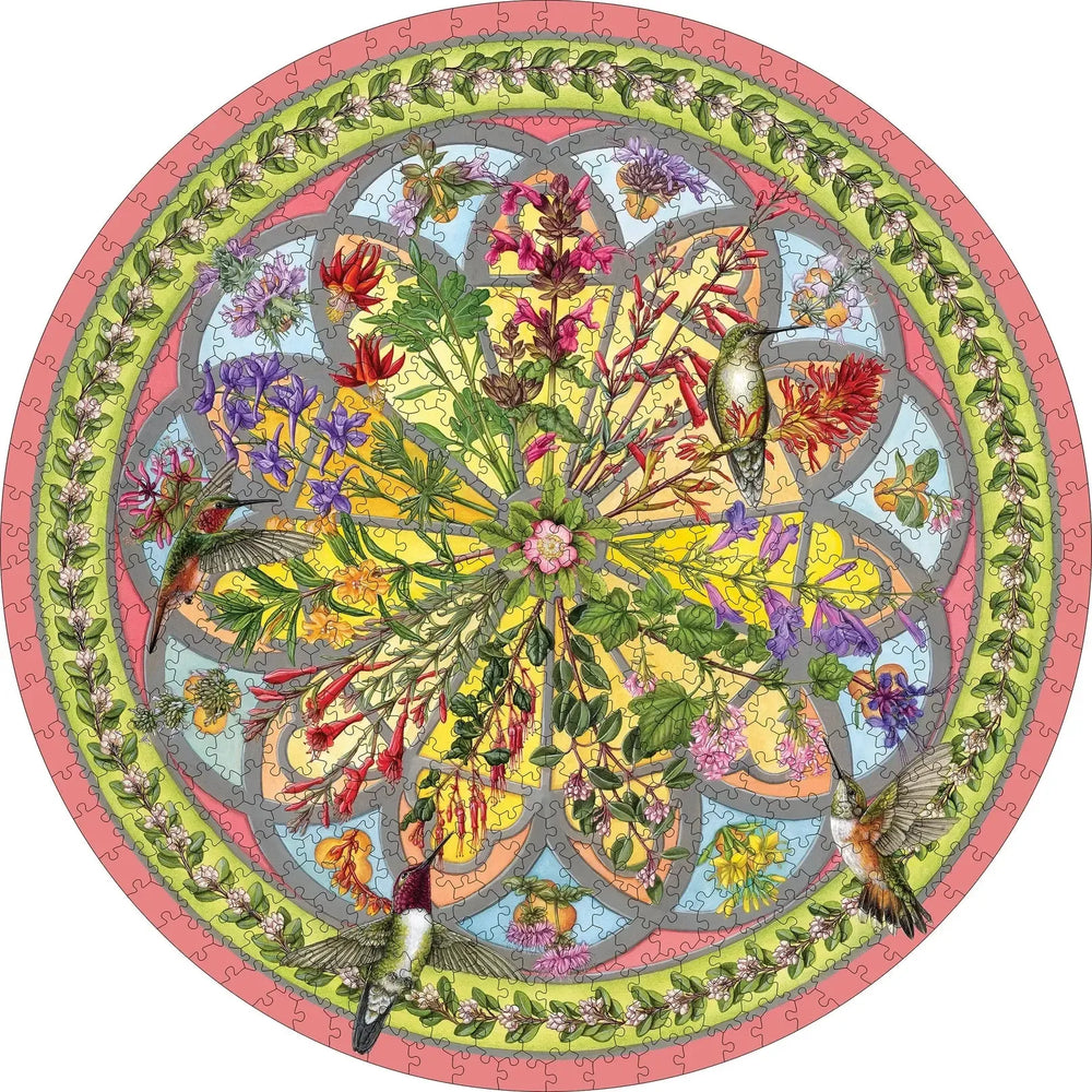 Floral Compass by Erin E. Hunter 500 Piece Round Jigsaw Puzzle Pomegranate (ONLINE ORDER ONLY)