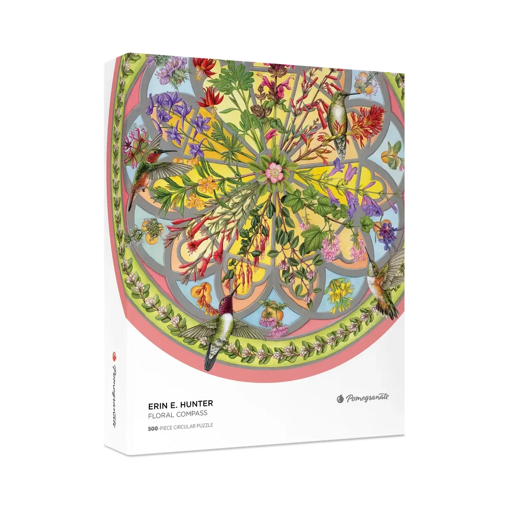 Floral Compass by Erin E. Hunter 500 Piece Round Jigsaw Puzzle Pomegranate (ONLINE ORDER ONLY)