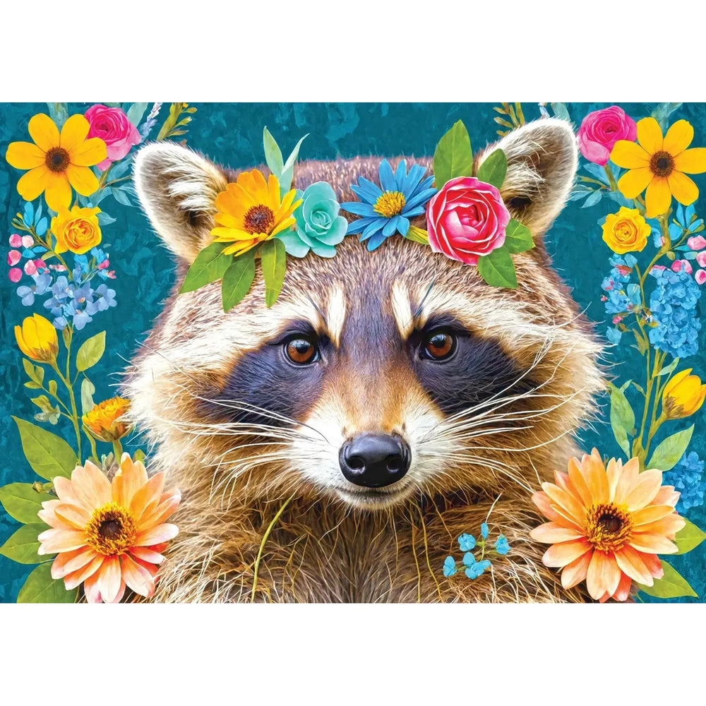 Floral Raccoon 1000 Piece Jigsaw Puzzle Enjoy (ONLINE ORDER ONLY)