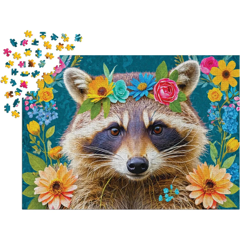 Floral Raccoon 1000 Piece Jigsaw Puzzle Enjoy (ONLINE ORDER ONLY)