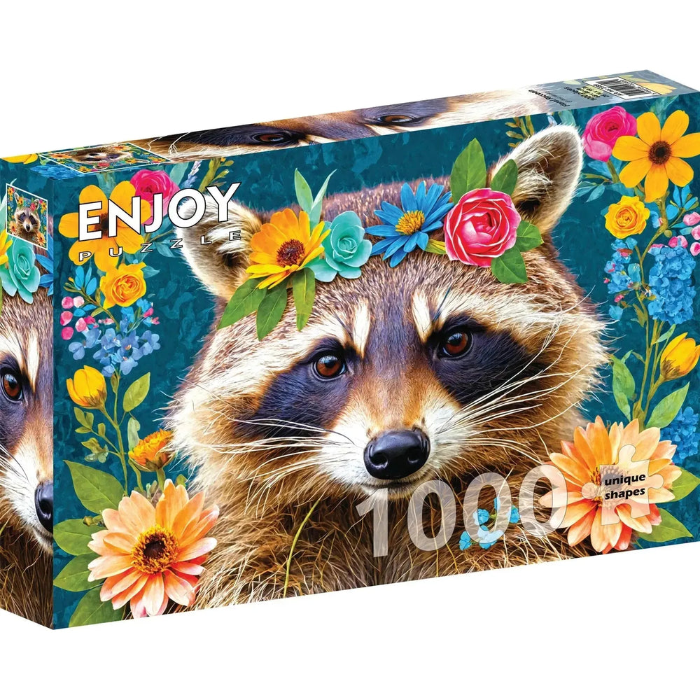 Floral Raccoon 1000 Piece Jigsaw Puzzle Enjoy (ONLINE ORDER ONLY)