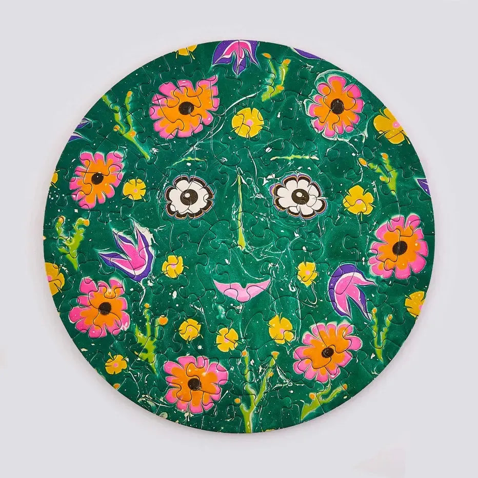 Flower Friend 81 Piece Round Jigsaw Puzzle Le Puzz (ONLINE ORDER ONLY)