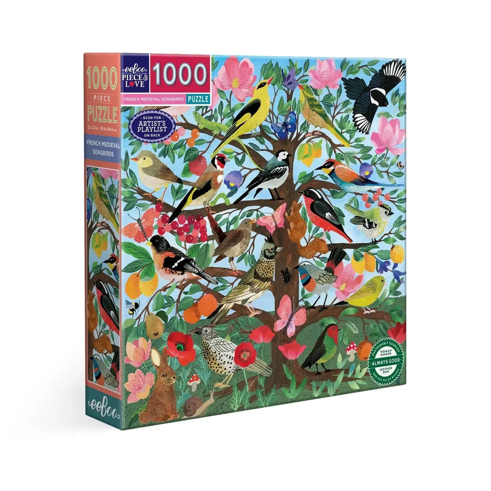 French Medieval Songbirds 1000 Piece Jigsaw Puzzle eeBoo (ONLINE ORDER ONLY)