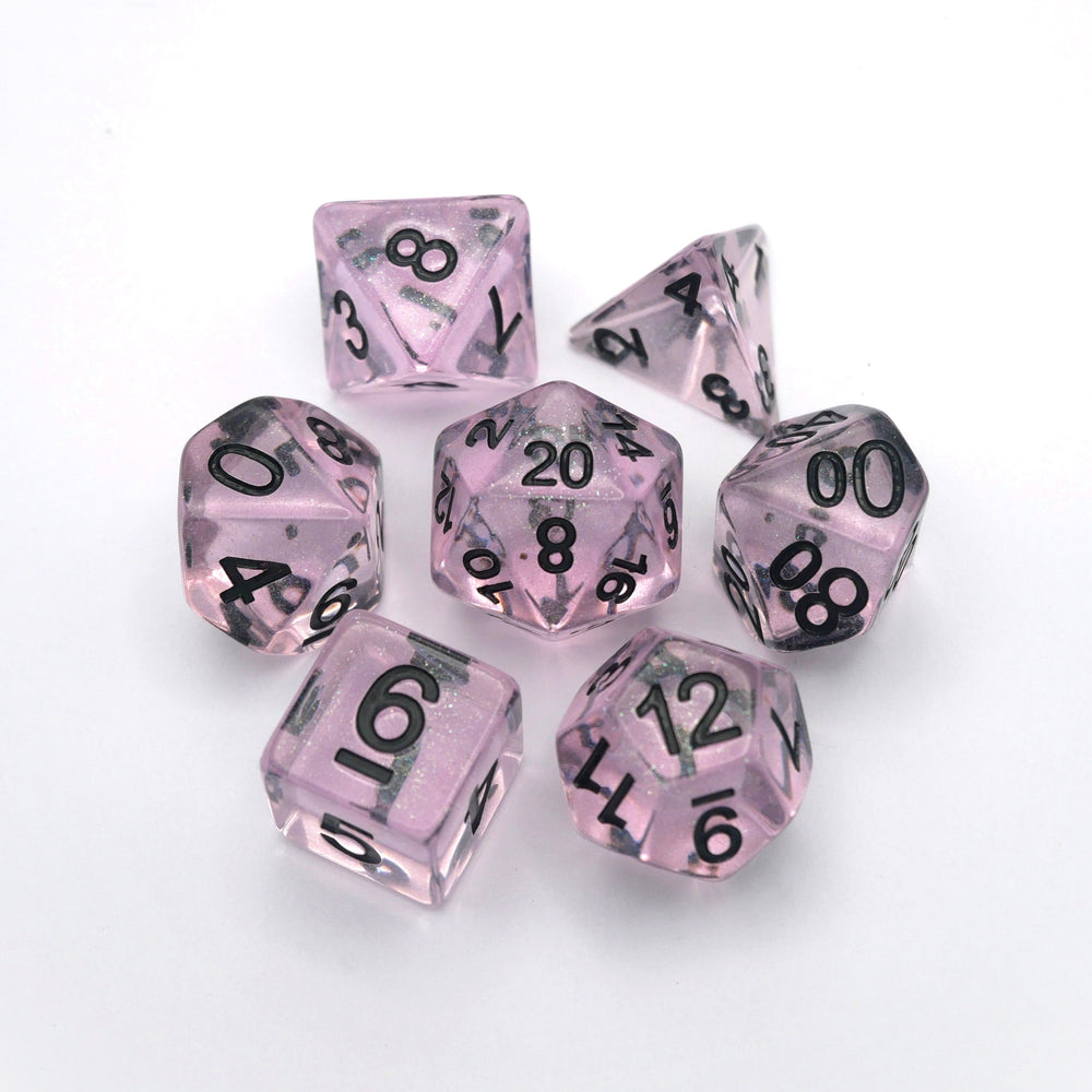 Frozen Blossom - 7 Piece DnD Dice Set | Acrylic RPG Gaming Dice (ONLINE ORDER ONLY)