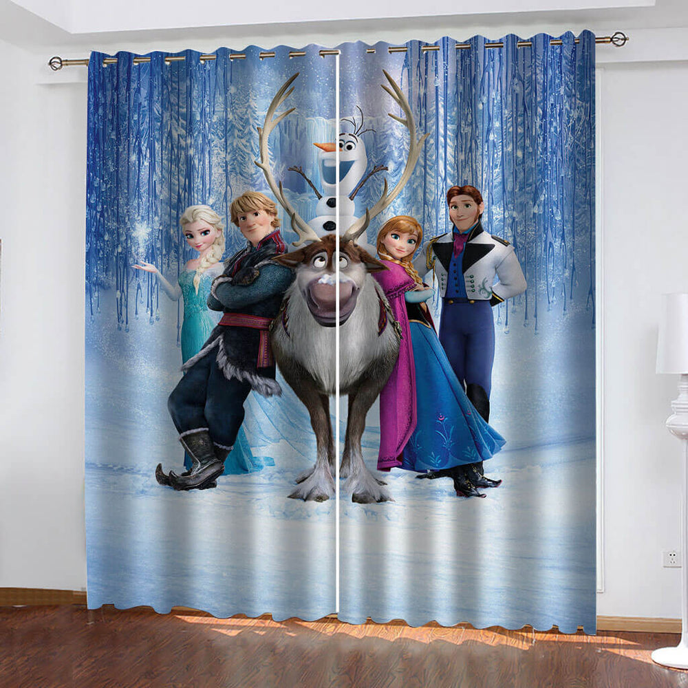 Frozen Curtains Cosplay Blackout Window Drapes Girls Room Decoration (Online Order Only)