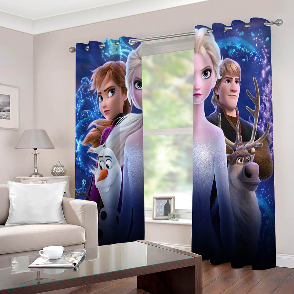Frozen Elsa Anna Curtains Blackout Window Drapes for Room Decoration (Online Order Only)