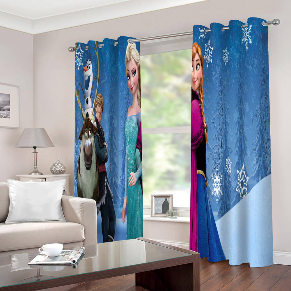 Frozen Elsa Anna Curtains Blackout Window Drapes for Room Decoration (Online Order Only)