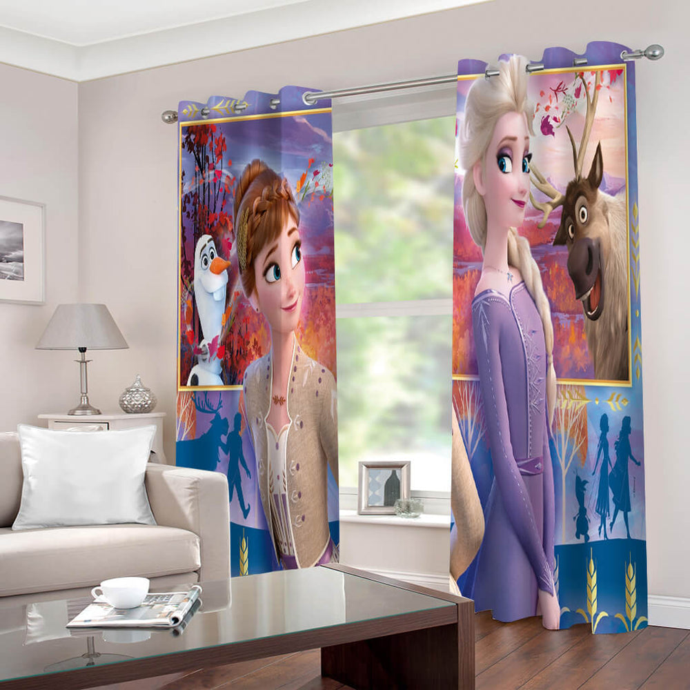 Frozen Elsa Anna Curtains Blackout Window Drapes for Room Decoration (Online Order Only)