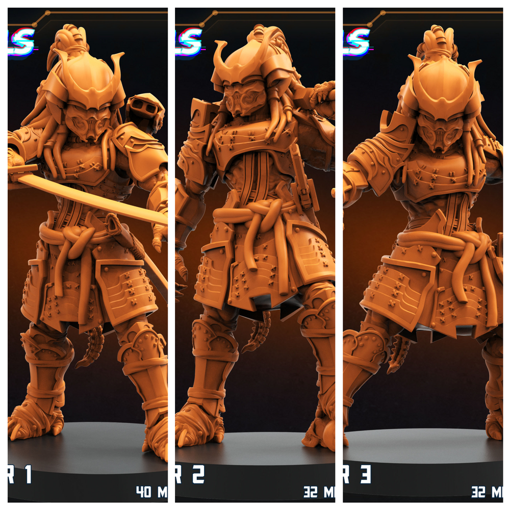 3D Printed Papsikels Oni Samurai Skull Hunter Set SEPTEMBER 2024 SCIFI 28mm 32mm (Online Only)