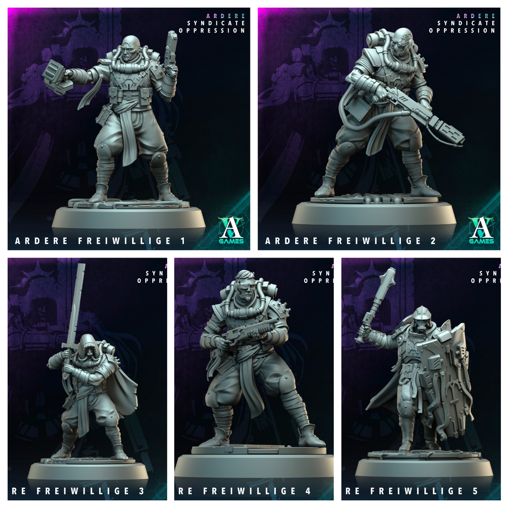 3D Printed Archvillain Games Ardere Freiwillige Ardere - Syndicate Oppression 28 32mm D&D (Online Only)