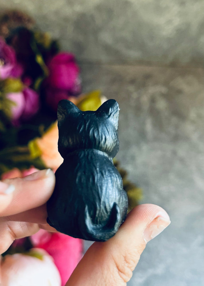Grumpy Black Obsidian Cats, Mini Black Cat, Black Crystal Cat, Witchy Halloween Decor (ONLINE ORDER ONLY)