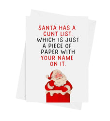 Santa Has a Cunt List Card | Funny Offensive Christmas Greeting Card (ONLINE ORDER ONLY)