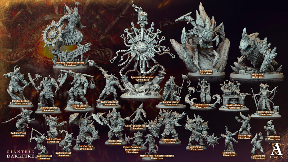 3D Printed Archvillain Games Darkfire Efreet Giantkin Darkfire 28 32mm D&D (Online Only)