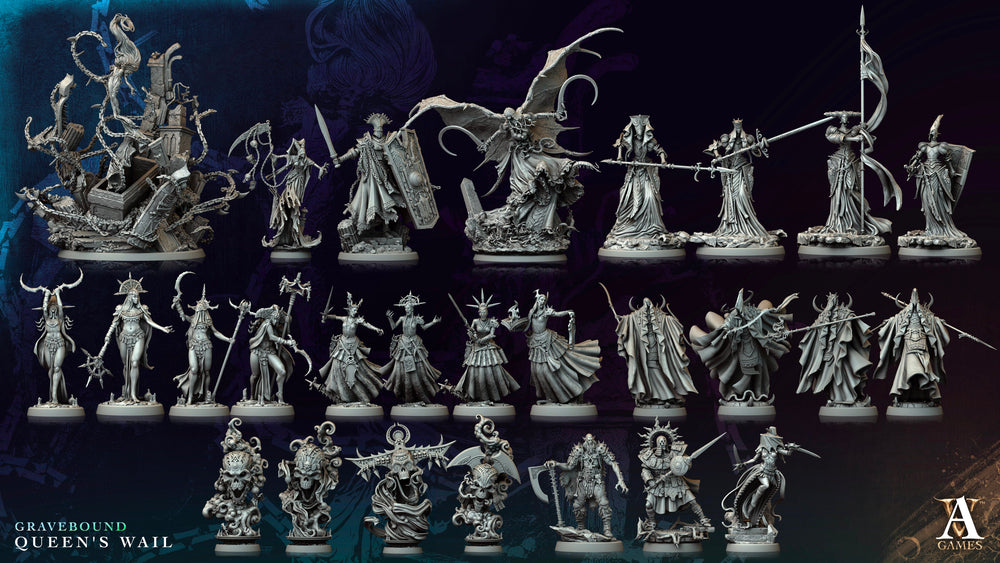 3D Printed Archvillain Games Necrodar Gravebound Queen's Wail 28 32mm D&D (Online Only)