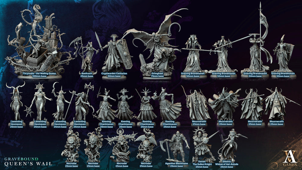 3D Printed Archvillain Games Necrodar Gravebound Queen's Wail 28 32mm D&D (Online Only)