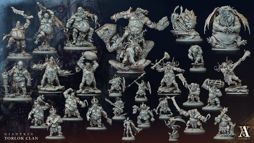 3D Printed Archvillain Games Giantkin - Torlok Clan Goresnout Ogre 28 32mm D&D (Online Only)