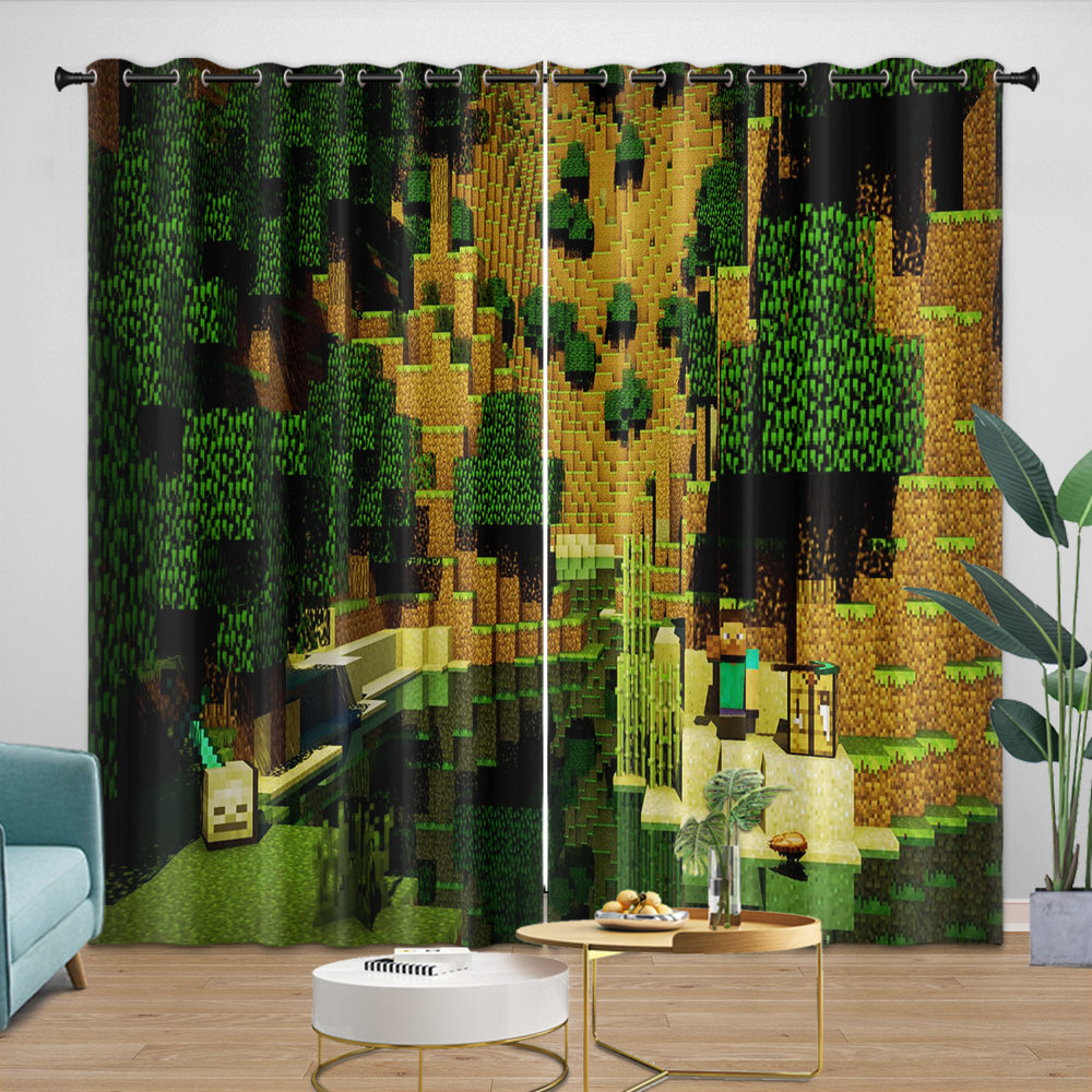 Game Minecraft Curtains Blackout Window Drapes Kids Room Decoration (ONLINE ORDER ONLY)